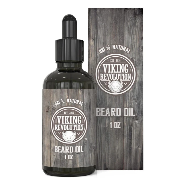 Viking Revolution Beard Oil for Men - Unscented, All Natural - Softens, Smooths, Strengthens - Beard Growth & Grooming