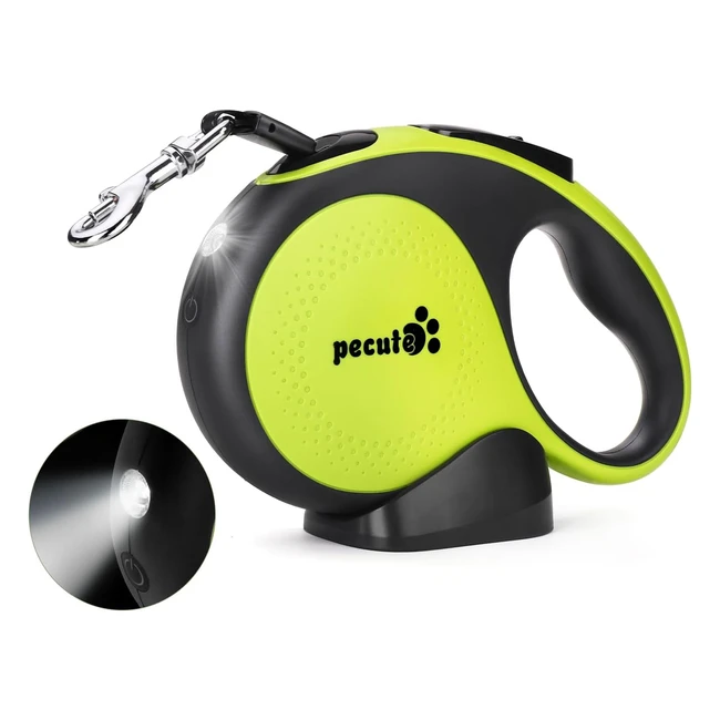 Pecute Retractable Dog Leash with LED Light - 5m16ft Anti-Slip Handle Quick Br