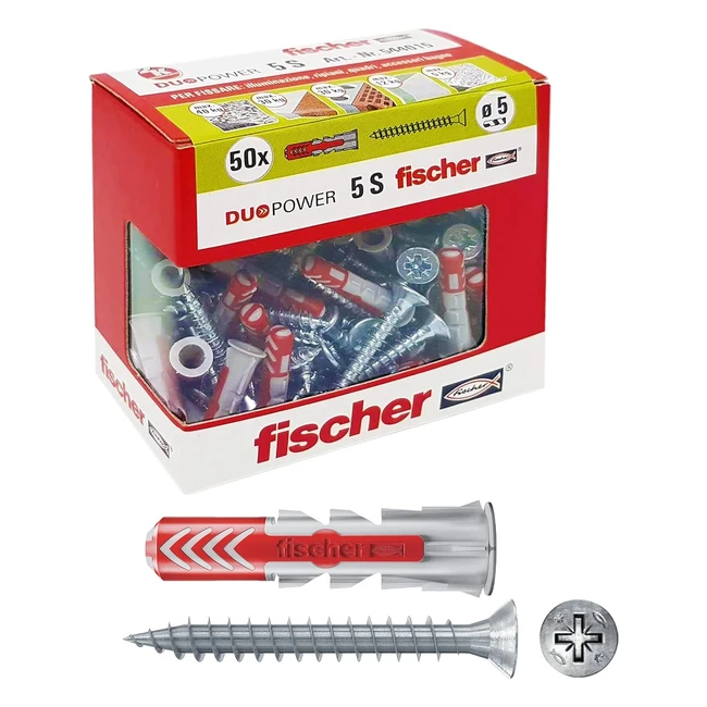 Tacos Fischer 544015 para placas perforadas y de yeso 5x25mm - Set de 50 piezas