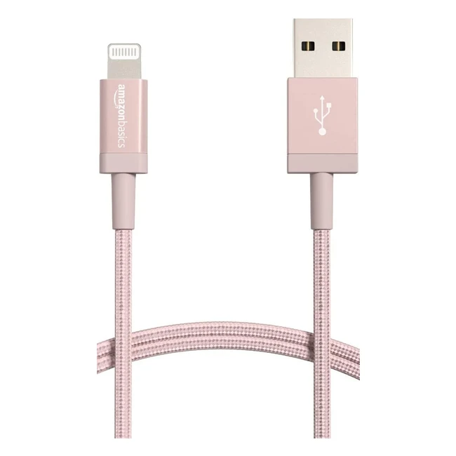 Amazon Basics Nylon Braided Lightning to USB-A Kabel MFi-zertifiziert für iPhone Rose Gold 0,9m