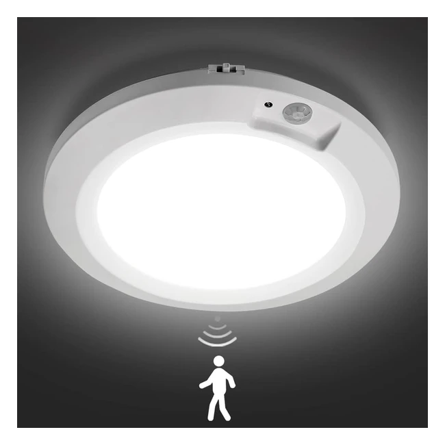 Cysnoaya Motion Sensor Ceiling Light - Battery Powered, 65 Bright Wireless Light for Attic, Garage, Staircase - 210lm Daylight