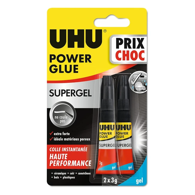 Pegamento UHU Power Gel - Precio Choc - 2x3g - ¡Aplicación Rápida y Resistente!