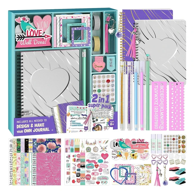 2pack Mega DIY Journal Kit - Gifts for Girls Ages 8-14 - Cool Birthday Gift Idea