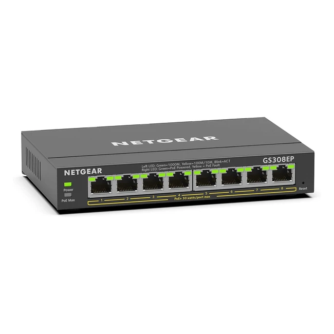Switch Netgear GS308EP Gigabit Ethernet con 8 porte PoE+