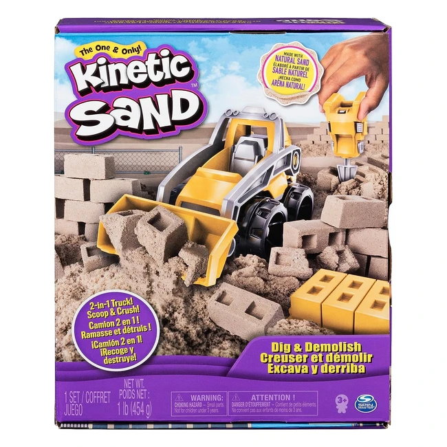 Kinetic Sand Dig Demolish Truck Playset | 453g | Kids 3+ | 2-in-1 Construction | Mould Bricks | Crush with Jackhammer