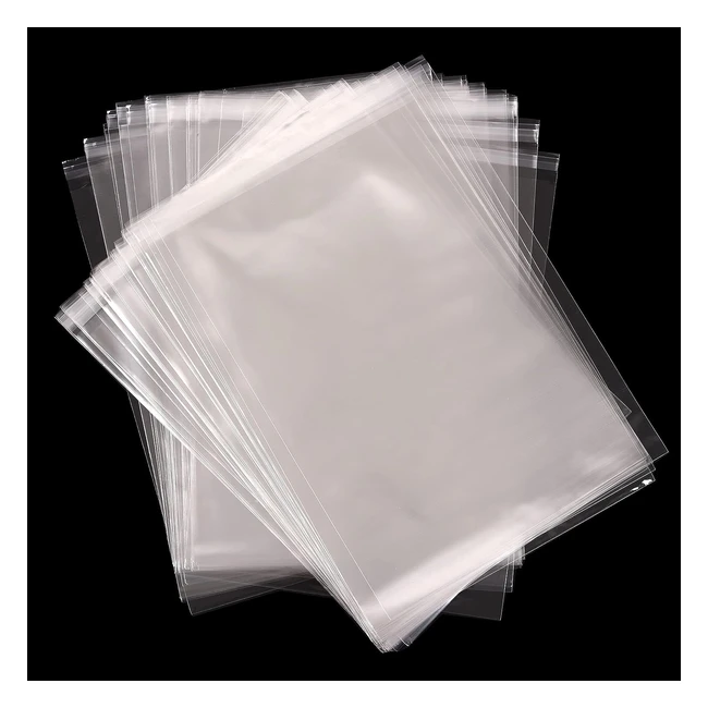 Clear Self-Adhesive Bags 100 Pack 8x10 Inches - Food Safe Cello Bags for Cookies