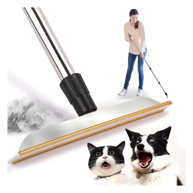 Pet Hair Remover Carpet Rake Lint Remover - Efficient Hair Removal Brush for Dogs and Cats - Adjustable Long Handle - Durable and Reusable