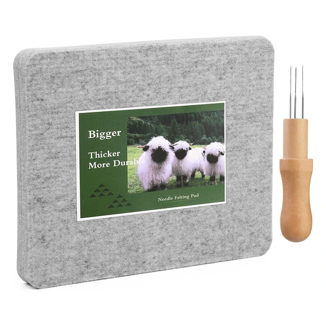 Buokkon Needle Felting Pad - Natural Wool - 8x10 inch - With 3 Needles - Felting Wool Kit