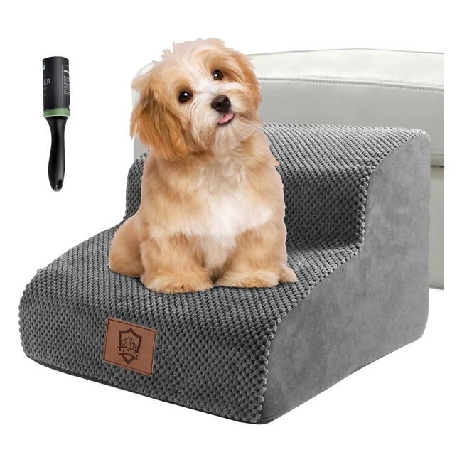 ZNM Dog Stairs for Bed and Sofa - Portable Foam Steps - 2 Steps - Non-Slip - Small Dogs and Cats - #1 Rated