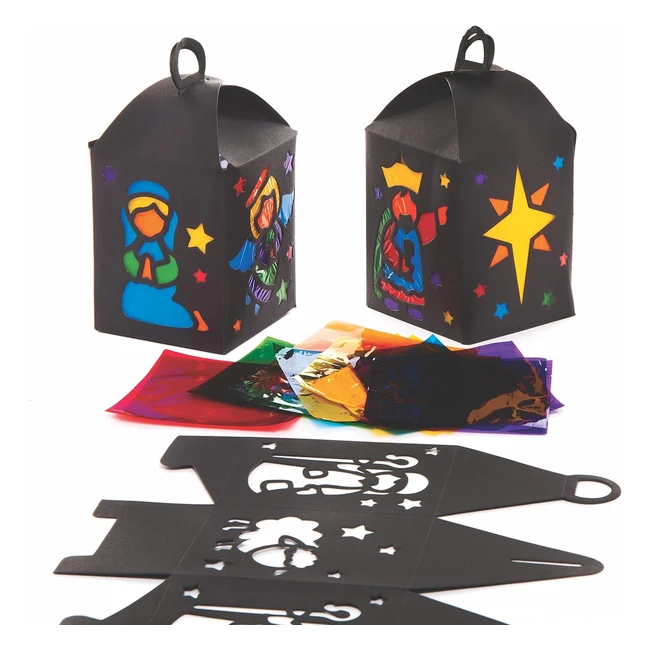 Kits de lanternes sur la nativité - Effet vitrail - Paquet de 4 - Loisirs créatifs de Noël pour enfants