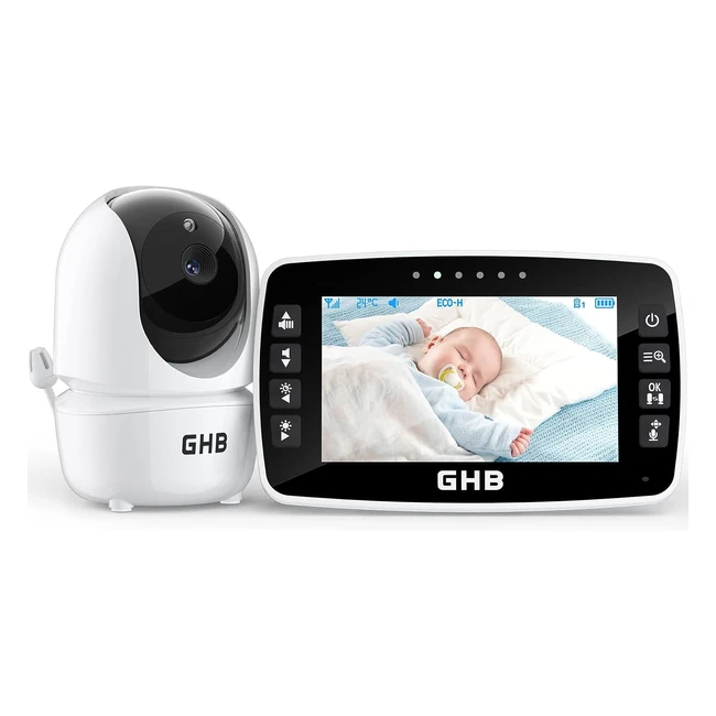 Babyphone Caméra Vidéo LCD 43 pouces, Rotation 350°, Vision Nocturne