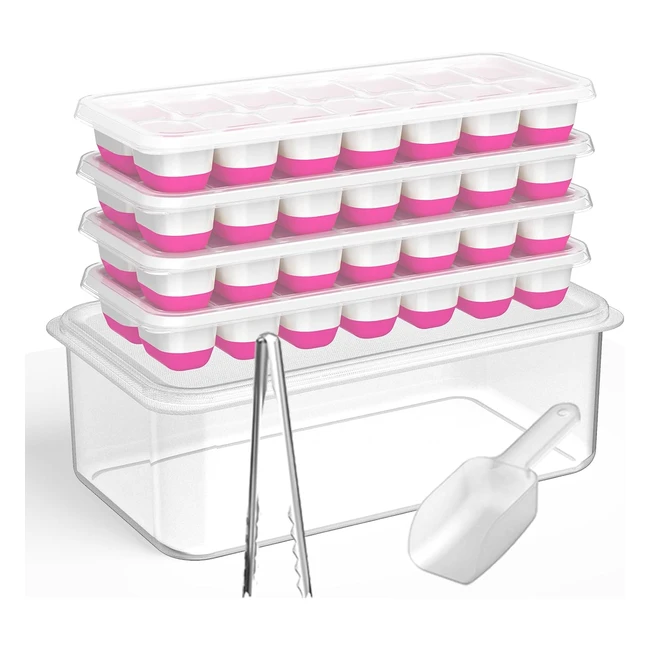 Doqaus Ice Cube Tray with Lid and Ice Bucket Kits - LFG Certified - BPA Free - 5