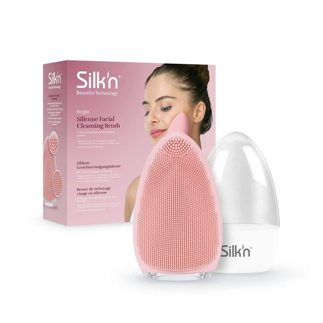 Silk'n Bright FB1PE1P001 Silikon Gesichtsreinigungsbürste, hygienische Tiefenreinigung, sanftes Peeling, wasserdicht, wiederaufladbar, pink