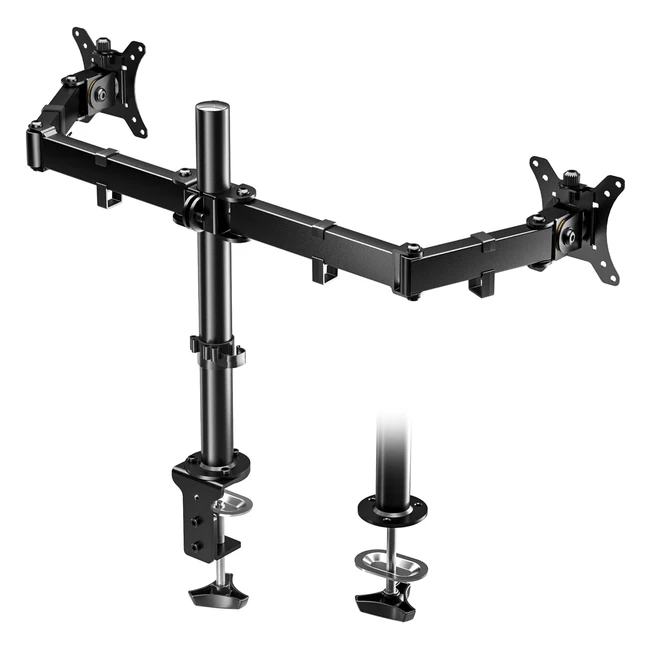 BONTEC Dual Monitor Stand - Height Adjustable, Tilt & Swivel - For 13-32 Inch LCD LED PC Screens - Double Monitor Mount