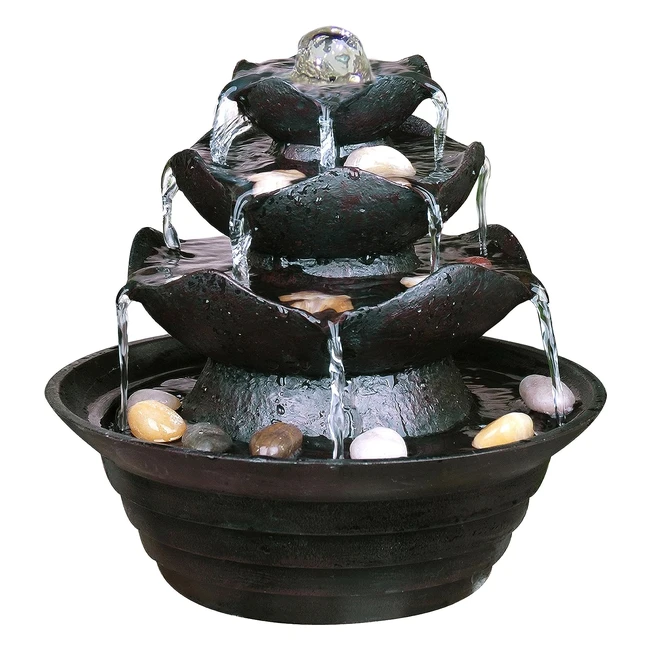 Fuente decorativa Dobar 96410E de poliresina en imitación de piedra con piedras decorativas - ¡Relájate con el sonido del agua!