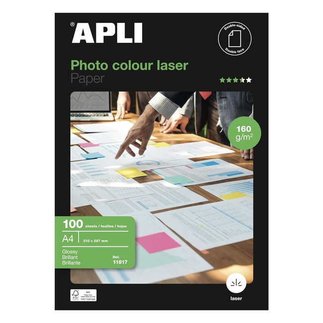Papel Fotogrfico APLI 11817 Colour Gloss Laser A4 160g - Impresiones de alta