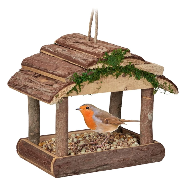 Mangiatoie per uccelli Relaxdays - Casette in legno - Dispenser di mangime da esterno - Decorazione giardino - Marrone
