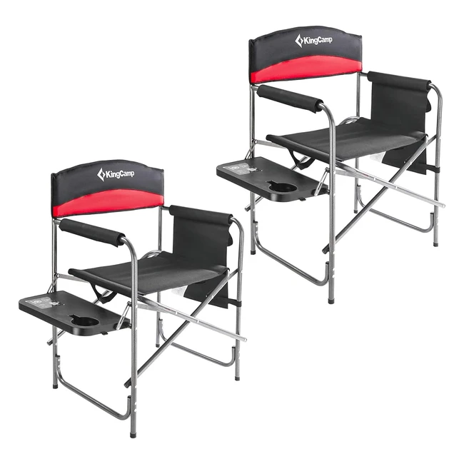 KingCamp Directors Chairs Set of 2 with Wide Seat, Supports up to 396 lbs - Red