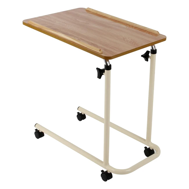 Performance Health Overbed Table with Wheels - Adjustable Height and Angle - Laminated Top