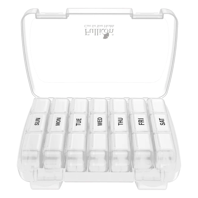 Fullicon Travel Pill Organiser - 7 Day 3 Times Weekly Pill Box with Large Compar
