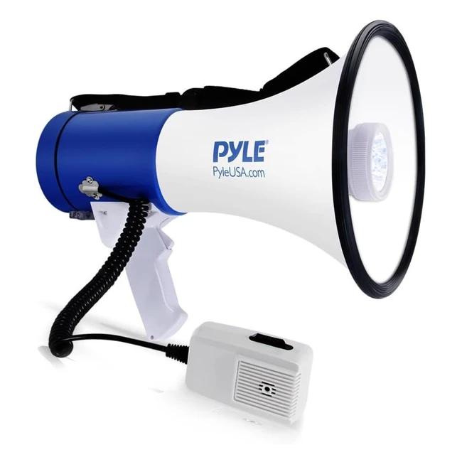 Mgaphone portable compact Pyle PMP51LT avec lampe de poche LED alarme volume