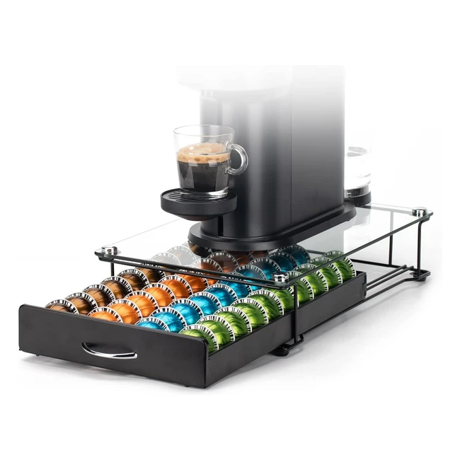 Hivenets Vertuoline Coffee Pods Holder - Tempered Glass Drawer - Stores 40 Vertuo Capsules