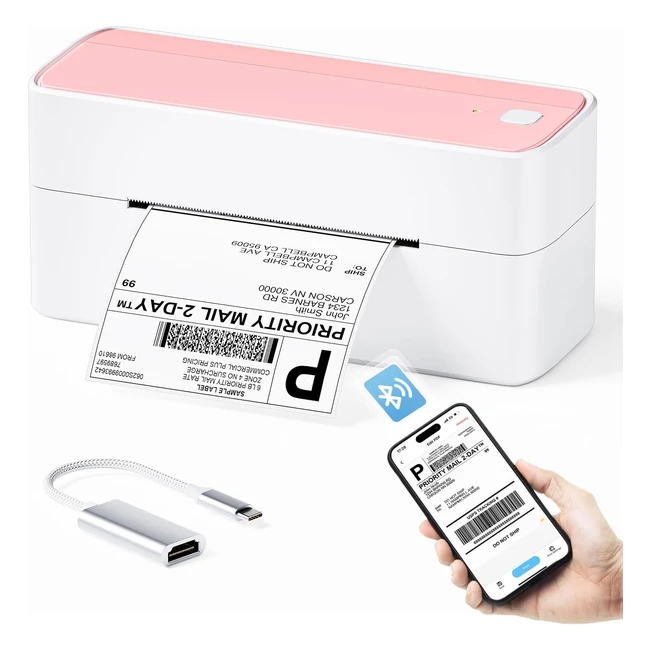 Phomemo Stampante Etichette Rosa Bluetooth - Termica 4x6 - DHL, Amazon, UPS - Facile e Conveniente