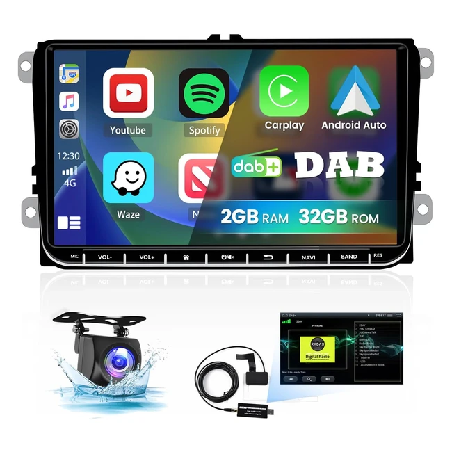 Autoradio Hikity DAB Android 11 9 pollici per VW Seat Skoda - Bluetooth, GPS, WiFi, FM