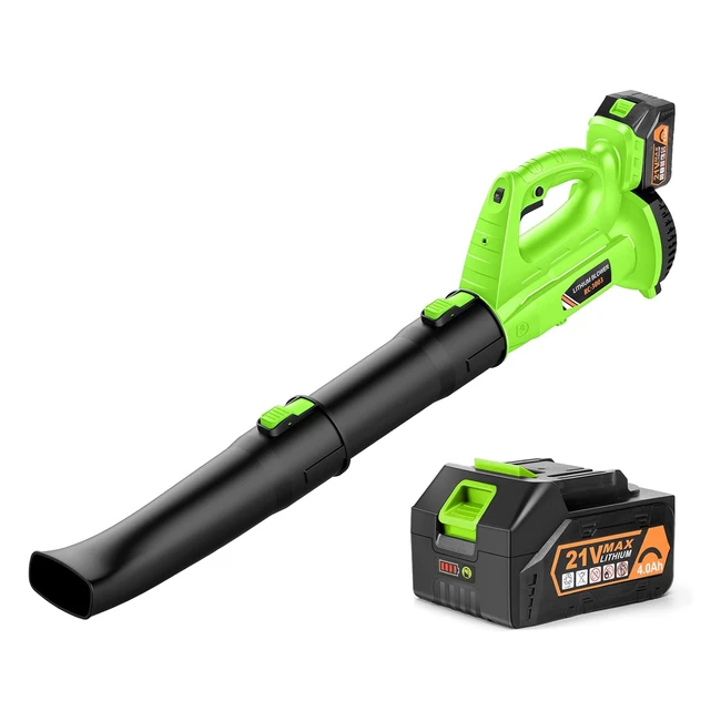 Powerful Cordless Leaf Blower - BHY 320 CFM 150 MPH, 40Ah Battery & Charger, 6-Speed Dial