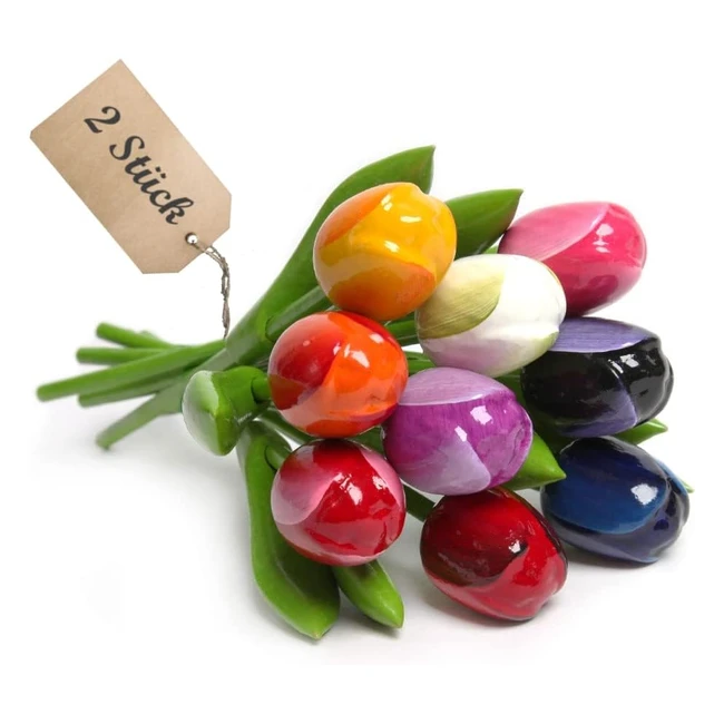 Momomoments 2 Mazzi di Tulipani in Legno di Alta Qualità - Regalo Originale per Ogni Occasione
