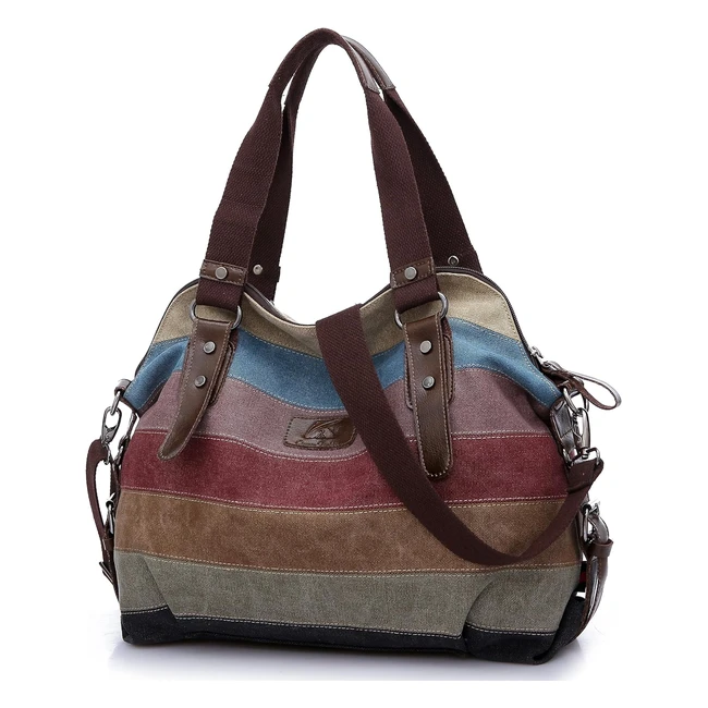 FreeMaster Womens Canvas Multicolor Hobos Shoulder Bag Tote Handbag - Reference