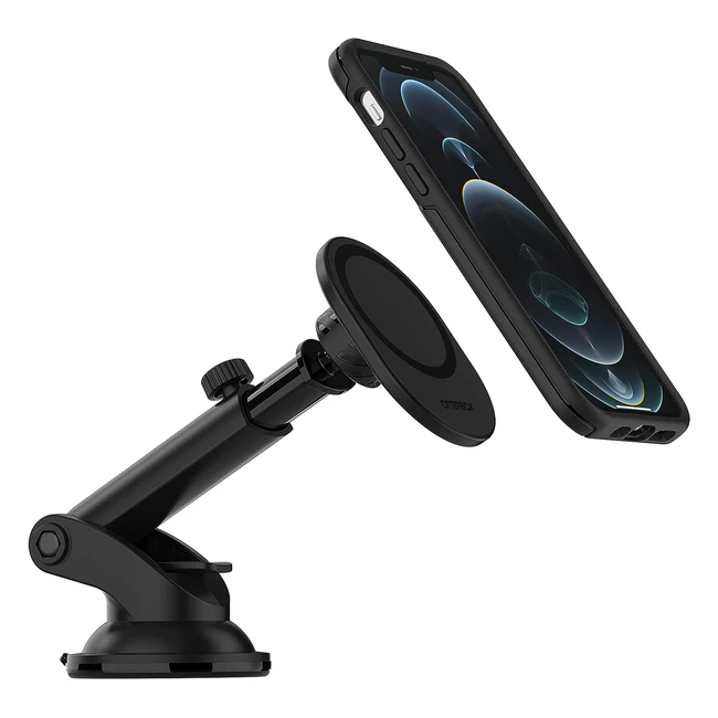 Otterbox Handyhalterung für Windschutzscheibe und Armaturenbrett mit Magsafe - Magnetische Ausrichtung und Befestigung, Einfach einzustellen - Kompatibel mit iPhone - Schwarz