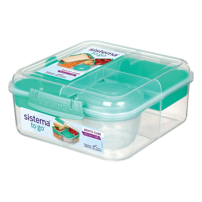 Bento Box Lunch Box with Yogurt/Fruit Pot - Sistema 125L Square BPA-Free