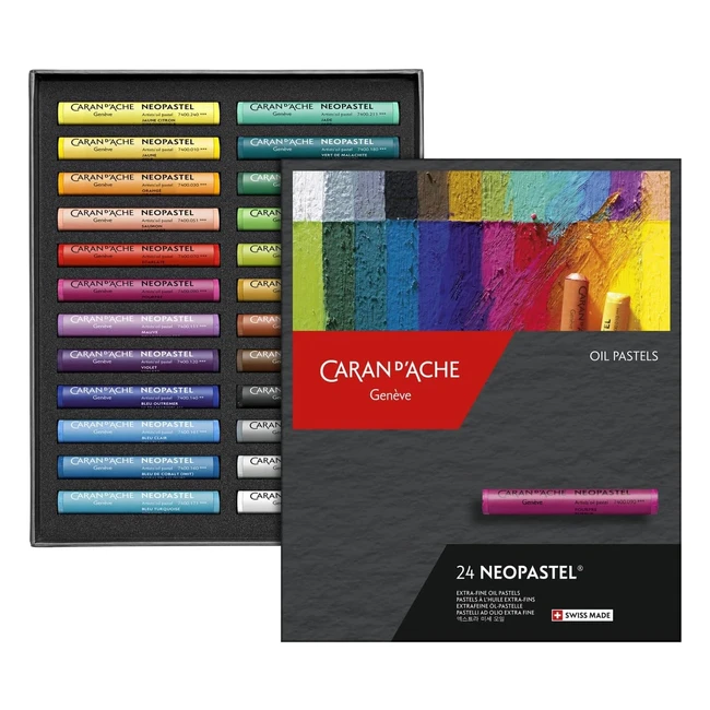 Caran d'Ache Neopastel - Pastel à l'huile de qualité pour artistes - Lot de 24 couleurs assorties