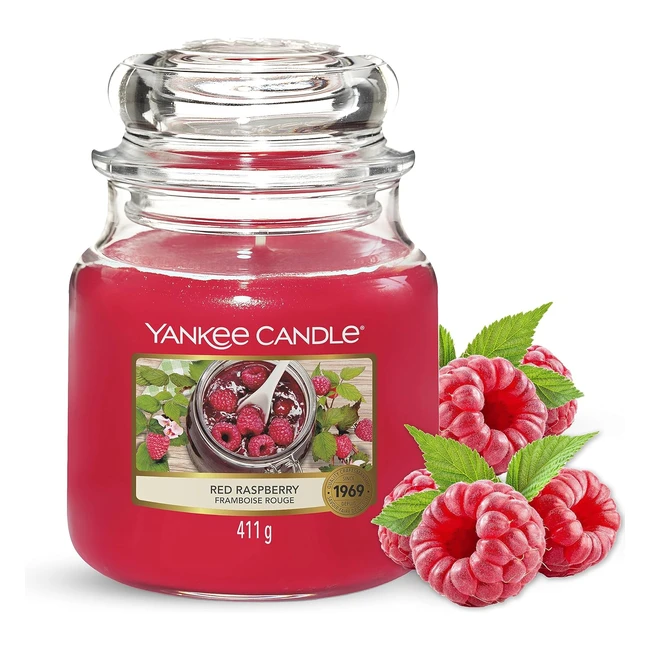 Yankee Candle Jar Medium - Duftkerze mit rotem Himbeerduft - Nr 6590 - Lang anh