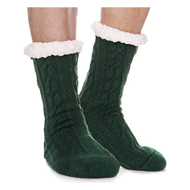 ebmore Mens Slipper Fluffy Socks - Warm Fleece Non-Slip Cosy - Winter Gift