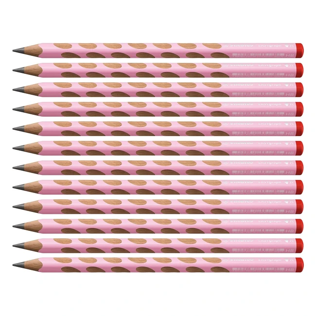 Crayon Graphite Ergonomique Stabilo Easygraph - Lot de 12 Crayons HB - Pour Droitiers - Rose Pastel
