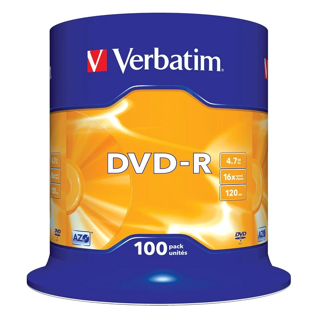 Tarrina Verbatim DVDR 16x 4.7GB - 100 Pezzi - 43549