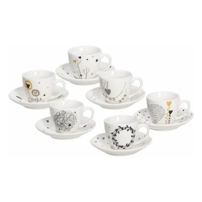 Lot de 6 tasses  caf avec soucoupe en porcelaine Tognana IR685345563