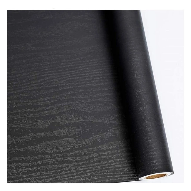 Wood Effect Black Vinyl Wrap - Self Adhesive Wallpaper - Waterproof - 60cm x 500cm