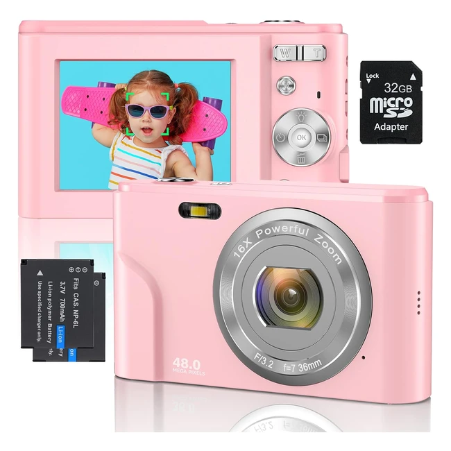 Fotocamera Digitale 1080p FHD Mini - Messa a Fuoco Automatica - Videocamera 48MP