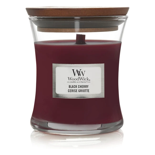 Woodwick Medium Hourglass Scented Candle - Black Cherry  Up to 60 Hours Burn Ti