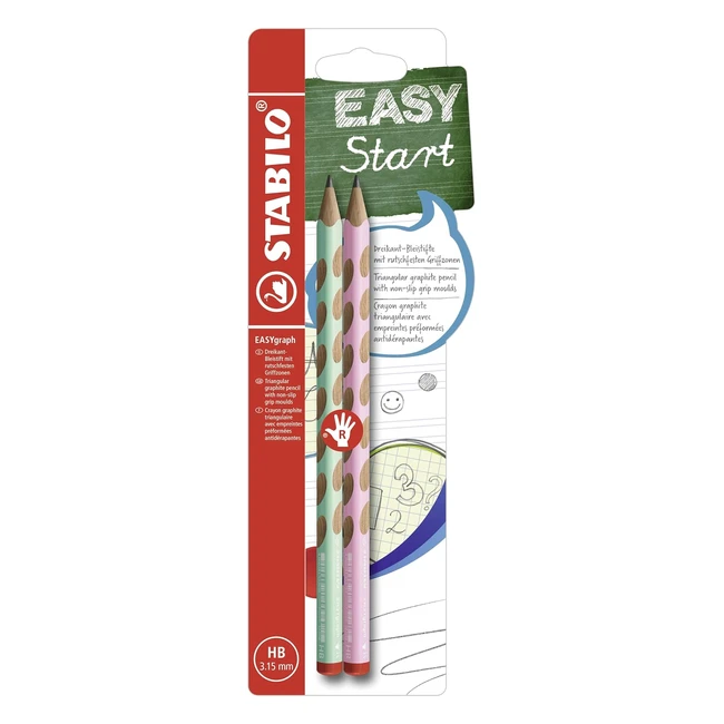 Stabilo Easygraph Pastel Handwriting Pencil, Right Handed, Green/Pink, HB