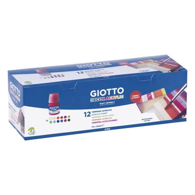 Peinture acrylique Giotto Decor assortiment 12 x 25 ml - Couleurs extra fines et