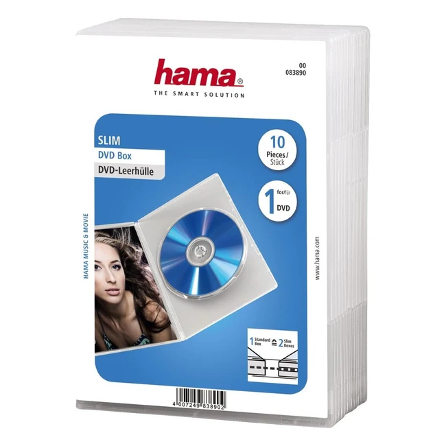Estuche delgado transparente para DVD Hama pack de 10