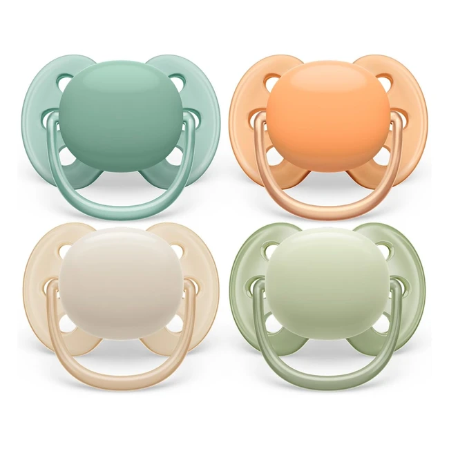 Philips Avent Ultra Soft Soother - 4x Soft and Flexible Baby Soothers - Model SCF09135