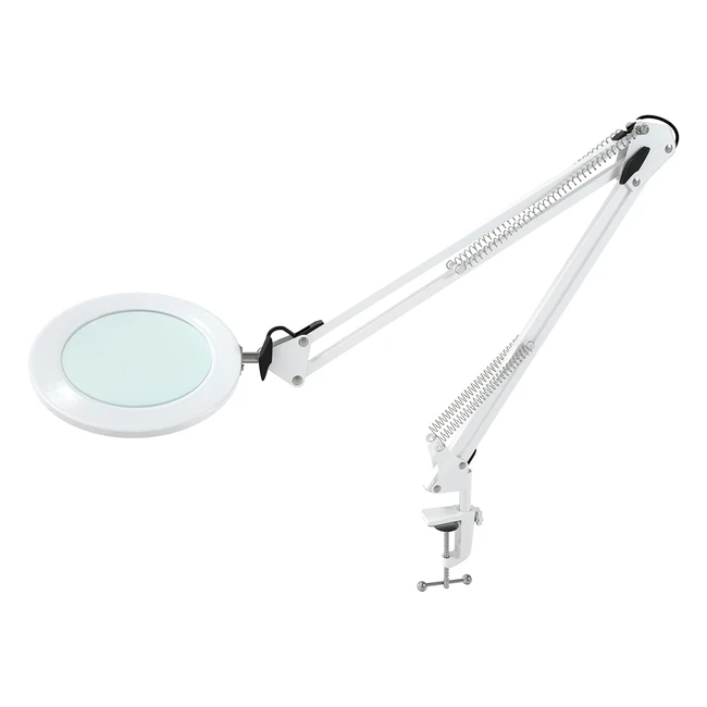 Lampada ingrandimento vetro reale 5 diottrie 105mm - 3 modalità colore dimmerabile - 10 livelli luce - 72 LED - Lavoro 90cm - USB