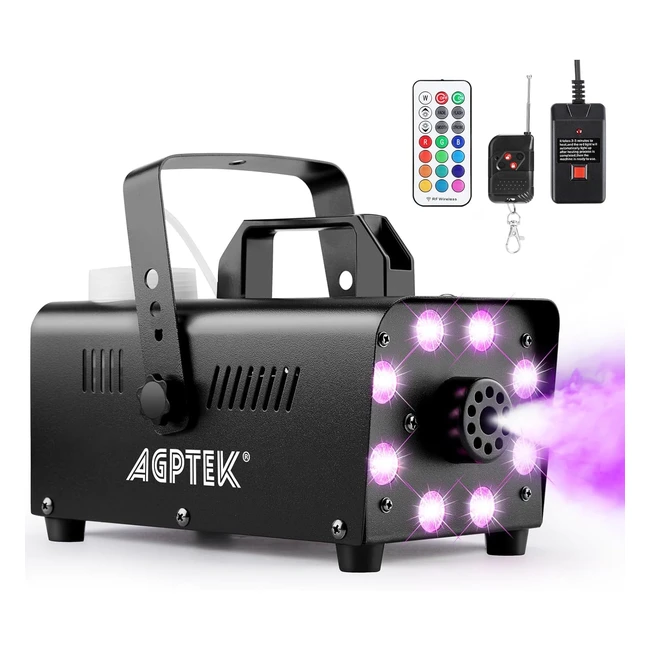 AGPTEK Nebelmaschine mit 13 farbigen LED-Lichtern und RGB-Effekt 500W und 2000CF