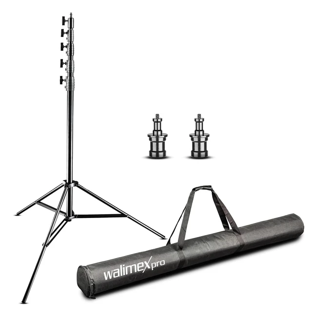 Walimex Pro Air Jumbo 600 Lampenstativ 600cm - Luftgedämpftes Lichtstativ - Aluminium - 6m max Höhe - 225 kg Traglast - Stabil - Komfortabel - Leuchtenstativ für Film, Fotografie, Studio, Outdoor - mit Tasche