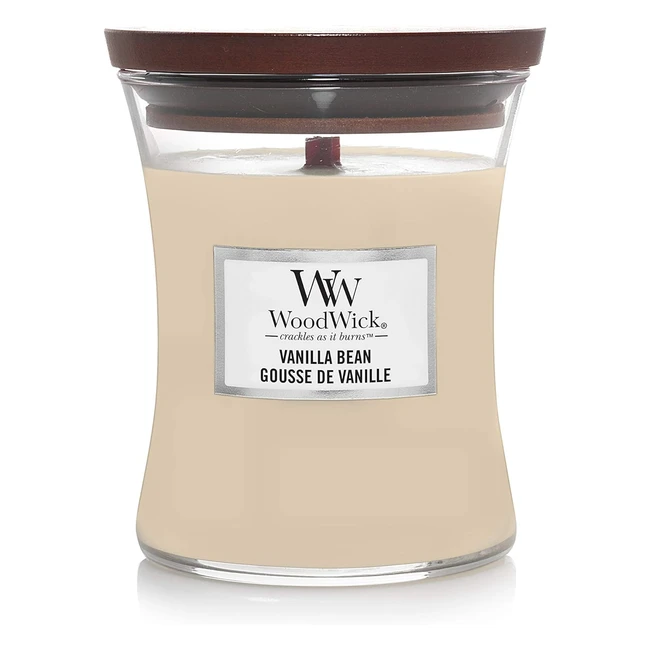 Woodwick Medium Hourglass Scented Candle - Vanilla Bean  Crackling Wick  Burn 
